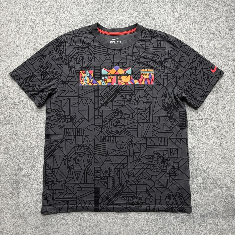 Nike Shirt Mens Extra Large‎ Black Dri-FIT Allover Geometric Graphic 648467-060